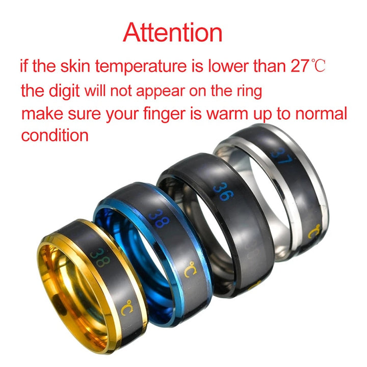 Smart Sensor Body Temperature Ring Stainless Steel Fashion Display Real-time Temperature Test Finger Rings gogodiggity