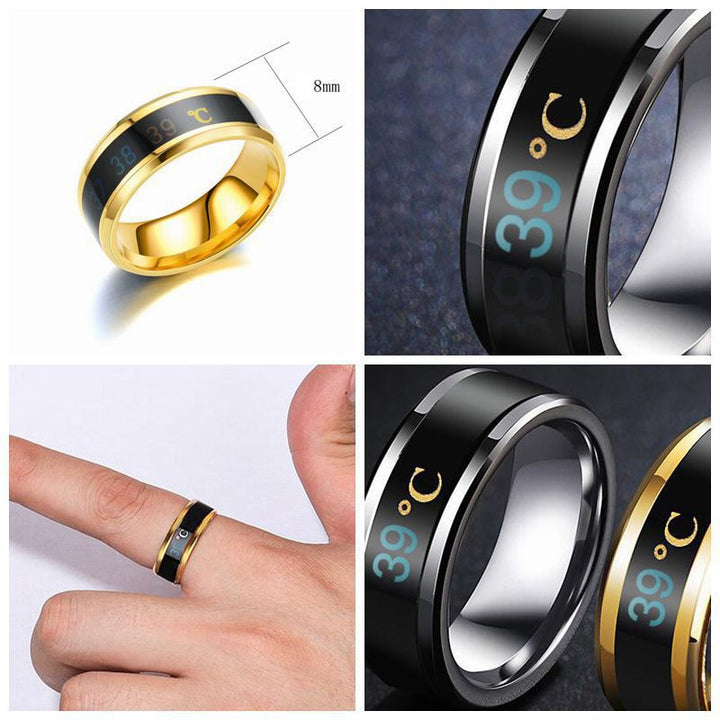 Smart Sensor Body Temperature Ring Stainless Steel Fashion Display Real-time Temperature Test Finger Rings gogodiggity