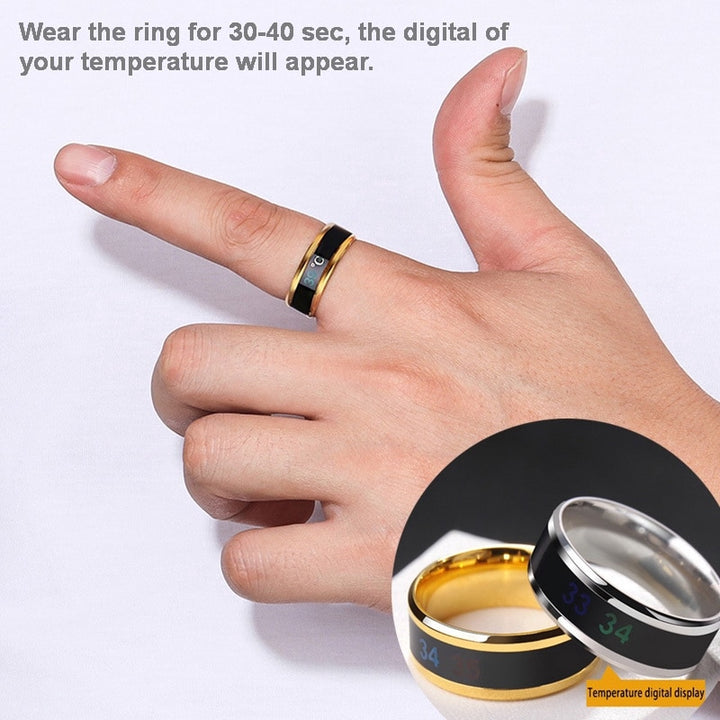 Smart Sensor Body Temperature Ring Stainless Steel Fashion Display Real-time Temperature Test Finger Rings gogodiggity