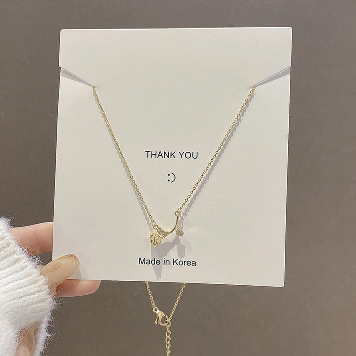 European and American retro titanium necklace female designed high-grade pearl pendant INS style wild lock bone chain jewelry gogodiggity