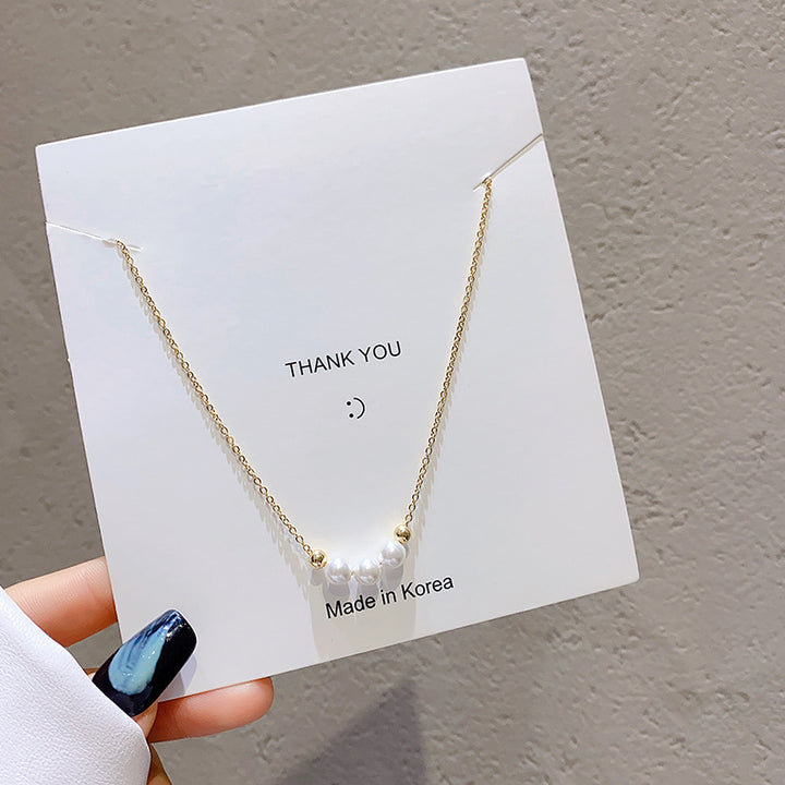 European and American retro titanium necklace female designed high-grade pearl pendant INS style wild lock bone chain jewelry gogodiggity