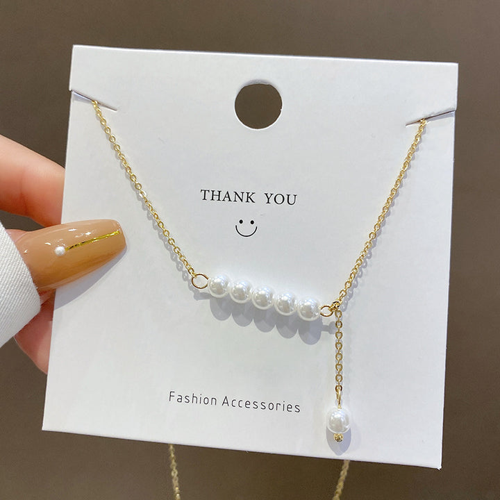 European and American retro titanium necklace female designed high-grade pearl pendant INS style wild lock bone chain jewelry gogodiggity