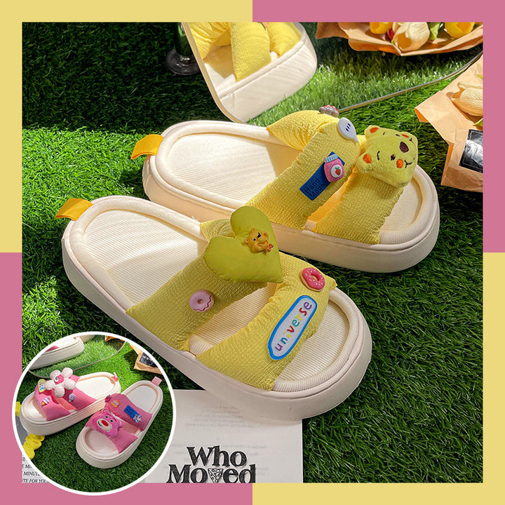 BL White Deer Shoes Home Cartoon Slippers 2022 New Family Dressing Double Three-dimensional Doll One Word Slippers Consignment gogodiggity